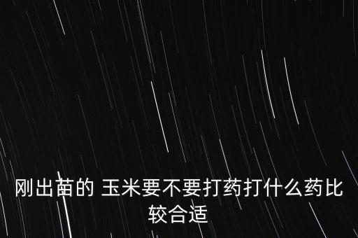 剛出苗的 玉米要不要打藥打什么藥比較合適