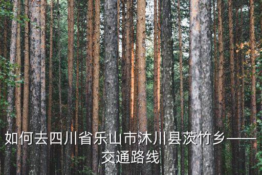 如何去四川省樂山市沐川縣茨竹鄉(xiāng)——交通路線