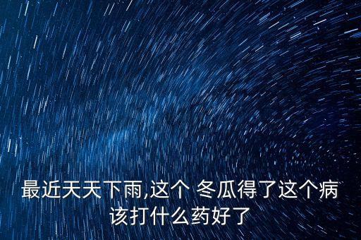 最近天天下雨,這個 冬瓜得了這個病該打什么藥好了