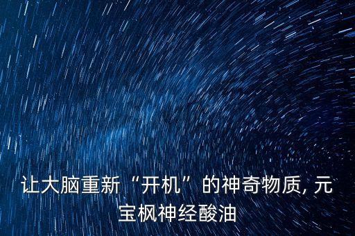 讓大腦重新“開機”的神奇物質, 元寶楓神經酸油