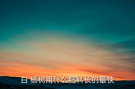 白 楊樹用什么肥料長的最快