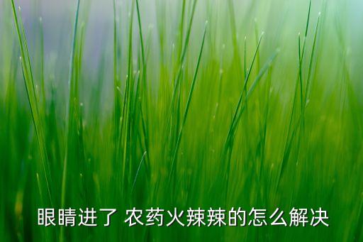  眼睛進了 農(nóng)藥火辣辣的怎么解決