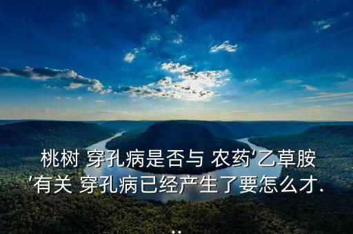  桃樹 穿孔病是否與 農藥‘乙草胺’有關 穿孔病已經產生了要怎么才...