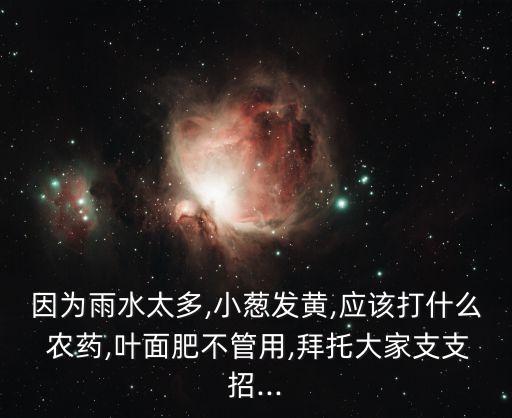 因為雨水太多,小蔥發(fā)黃,應(yīng)該打什么 農(nóng)藥,葉面肥不管用,拜托大家支支招...