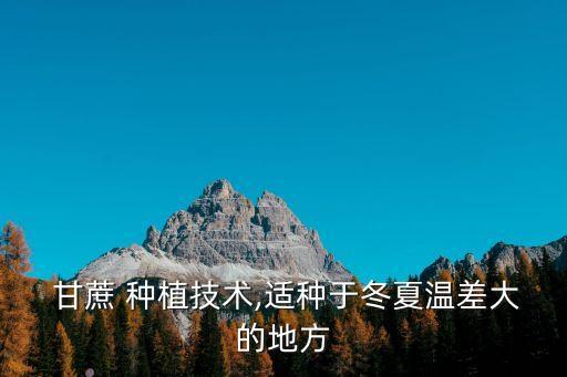 甘蔗 種植技術,適種于冬夏溫差大的地方