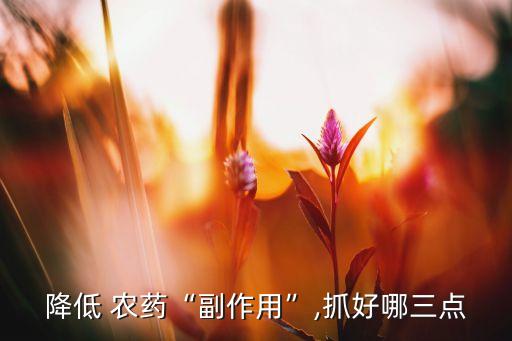 降低 農藥“副作用”,抓好哪三點