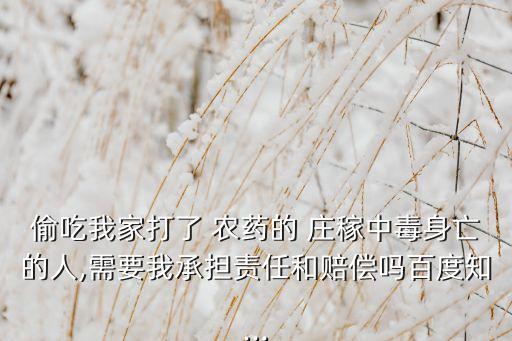 偷吃我家打了 農藥的 莊稼中毒身亡的人,需要我承擔責任和賠償嗎百度知...