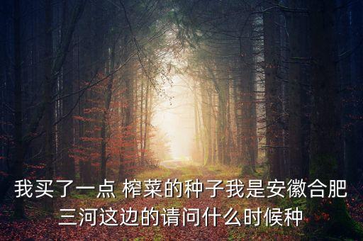 我買了一點 榨菜的種子我是安徽合肥三河這邊的請問什么時候種