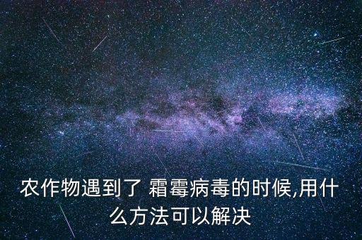 農(nóng)作物遇到了 霜霉病毒的時候,用什么方法可以解決
