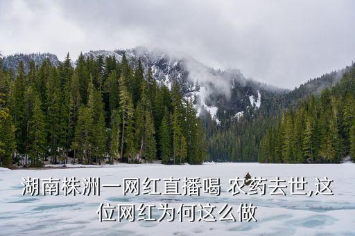 湖南株洲一網紅直播喝 農藥去世,這位網紅為何這么做