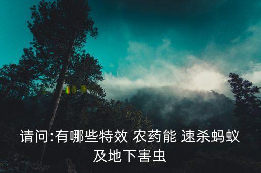 請問:有哪些特效 農藥能 速殺螞蟻及地下害蟲