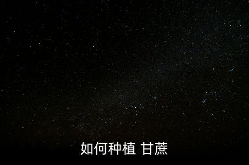 如何種植 甘蔗