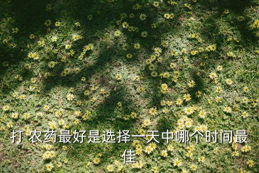 打 農(nóng)藥最好是選擇一天中哪個(gè)時(shí)間最佳