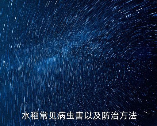  水稻常見病蟲害以及防治方法