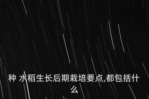 種 水稻生長后期栽培要點(diǎn),都包括什么
