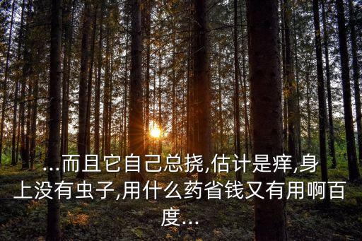...而且它自己總撓,估計是癢,身上沒有蟲子,用什么藥省錢又有用啊百度...