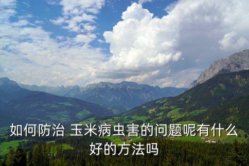 如何防治 玉米病蟲害的問題呢有什么好的方法嗎