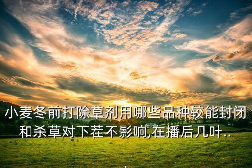 冬小麥用什么農(nóng)藥好用些