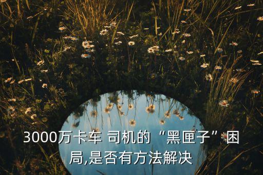 3000萬(wàn)卡車(chē) 司機(jī)的“黑匣子”困局,是否有方法解決
