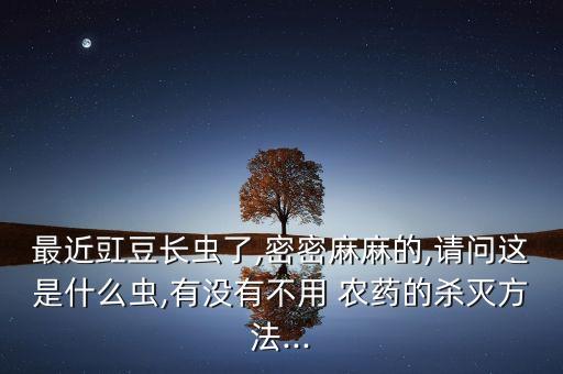 最近豇豆長蟲了,密密麻麻的,請問這是什么蟲,有沒有不用 農藥的殺滅方法...