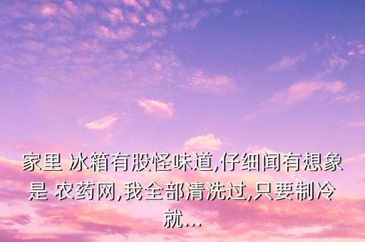 家里 冰箱有股怪味道,仔細聞有想象是 農藥網,我全部清洗過,只要制冷就...