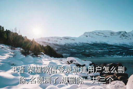  王者 榮耀微信登錄新建用戶怎么刪除,名額滿了,想刪除一共三個