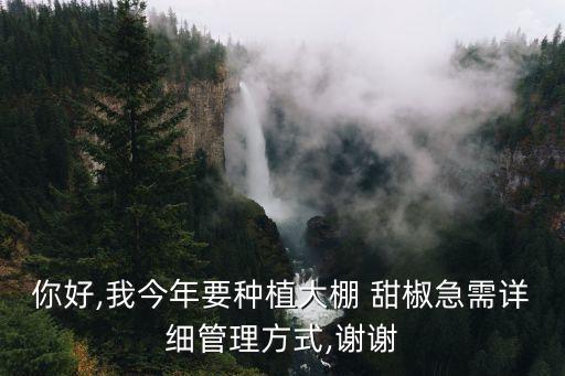 你好,我今年要種植大棚 甜椒急需詳細管理方式,謝謝