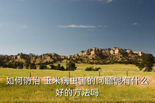 如何防治 玉米病蟲害的問題呢有什么好的方法嗎