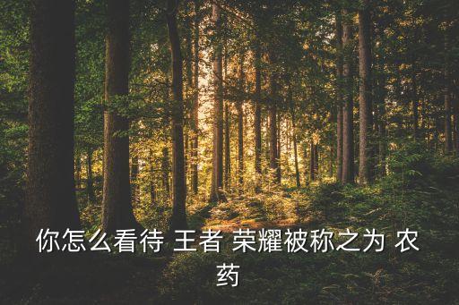你怎么看待 王者 榮耀被稱之為 農藥