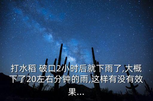 打水稻 破口2小時后就下雨了,大概下了20左右分鐘的雨,這樣有沒有效果...
