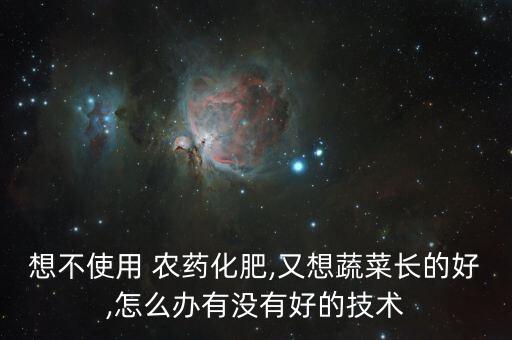 想不使用 農藥化肥,又想蔬菜長的好,怎么辦有沒有好的技術
