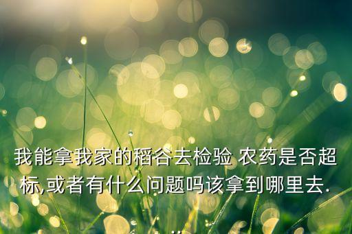 我能拿我家的稻谷去檢驗 農藥是否超標,或者有什么問題嗎該拿到哪里去...