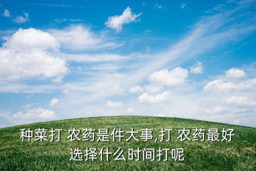 種菜打 農藥是件大事,打 農藥最好選擇什么時間打呢