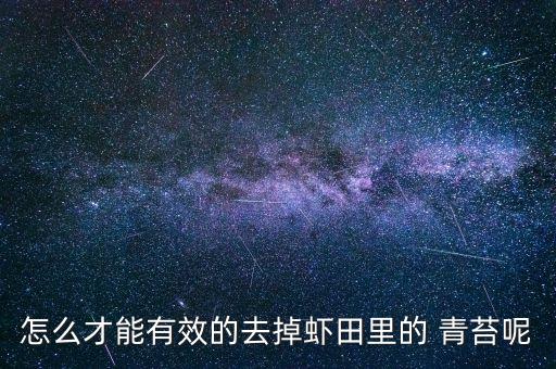 怎么才能有效的去掉蝦田里的 青苔呢