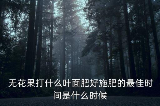  無花果打什么葉面肥好施肥的最佳時間是什么時候