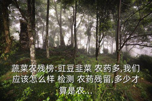 蔬菜農(nóng)殘榜:豇豆韭菜 農(nóng)藥多,我們應(yīng)該怎么樣 檢測 農(nóng)藥殘留,多少才算是農(nóng)...