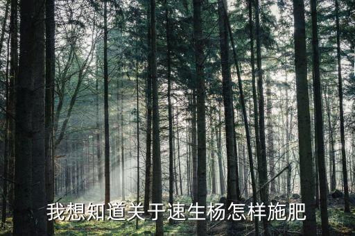 我想知道關(guān)于速生楊怎樣施肥