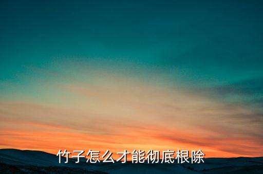 竹子怎么才能徹底根除