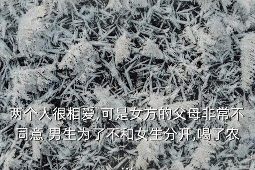 兩個人很相愛,可是女方的父母非常不同意 男生為了不和女生分開,喝了農...