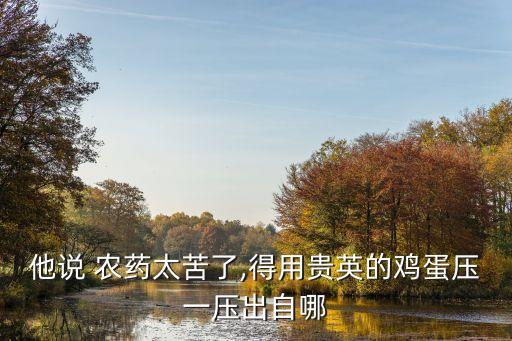 他說 農藥太苦了,得用貴英的雞蛋壓一壓出自哪