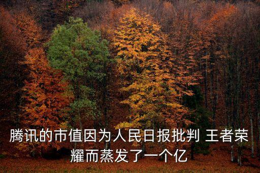 騰訊的市值因為人民日報批判 王者榮耀而蒸發了一個億