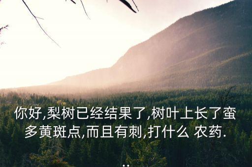 你好,梨樹已經結果了,樹葉上長了蠻多黃斑點,而且有刺,打什么 農藥...