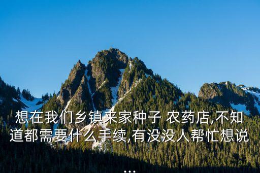 想在我們鄉鎮來家種子 農藥店,不知道都需要什么手續,有沒沒人幫忙想說...