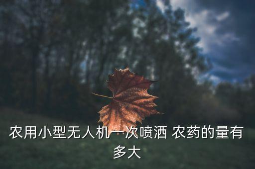 農(nóng)用小型無人機(jī)一次噴灑 農(nóng)藥的量有多大