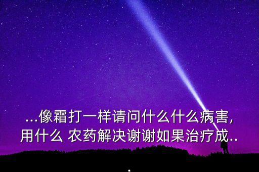 ...像霜打一樣請問什么什么病害,用什么 農(nóng)藥解決謝謝如果治療成...