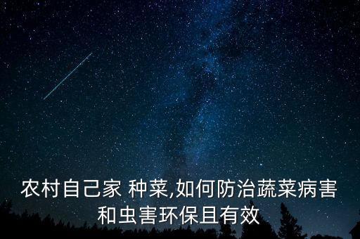 農村自己家 種菜,如何防治蔬菜病害和蟲害環保且有效