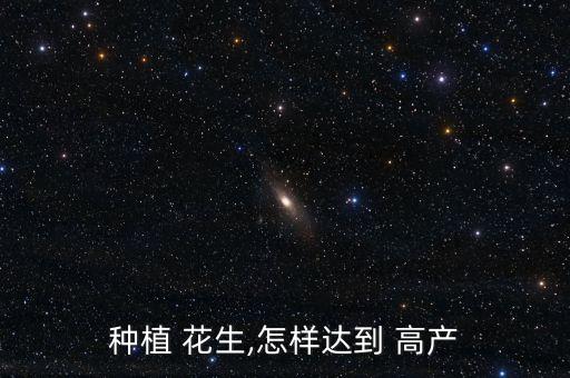 種植 花生,怎樣達到 高產