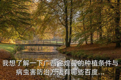 我想了解一下廣西金煌芒的種植條件與病蟲害防治方法有哪些百度...