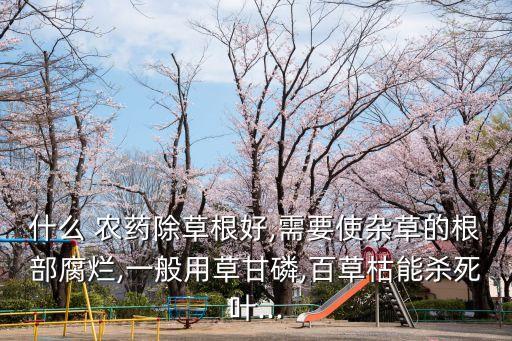 什么 農藥除草根好,需要使雜草的根部腐爛,一般用草甘磷,百草枯能殺死葉...