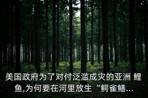 美國政府為了對付泛濫成災的亞洲 鯉魚,為何要在河里放生“鱷雀鱔...
